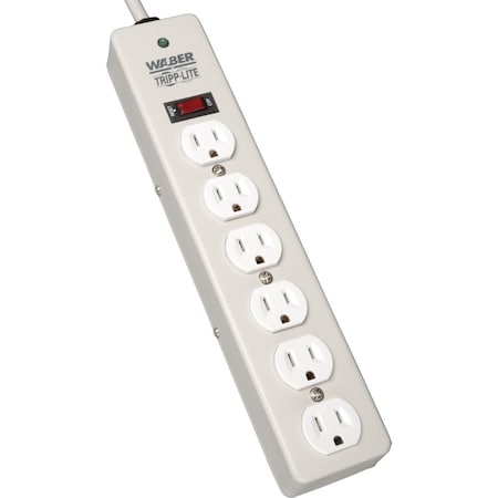 Tripp Lite Power Strip, Surge, 5-15R, 5-15P, 6 ft., Light Gray DG206