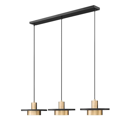 Z-Lite Ludo Matte Black + Modern Gold 3 Light Linear Chandelier 829P12-3L-MB-MGLD-LE