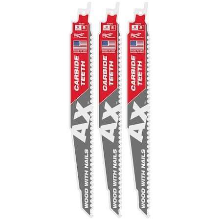 Milwaukee Tool 9 in x 5 TPI Reciprocating Saw Blade, 3 PK 48-00-5326