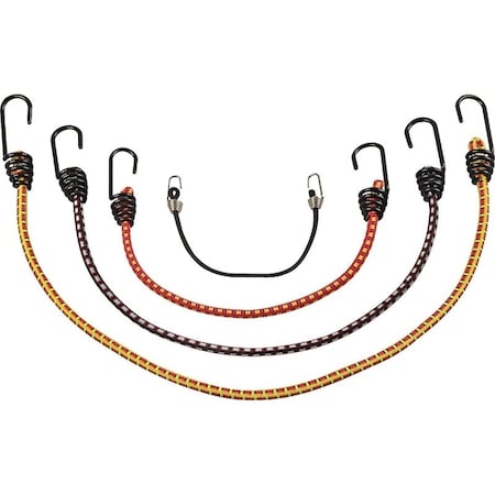 Prosource Stretch Cord Set, Polypropylene, Black/Red/Yellow, Hook End FH64078