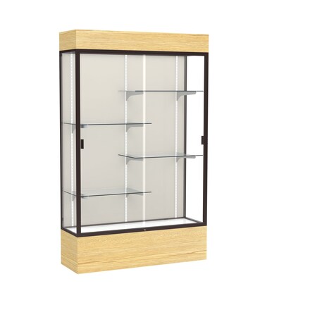 Ghent Lighted Floor Display Case 48x80x16, Plaque 2174PB-BZ-LV