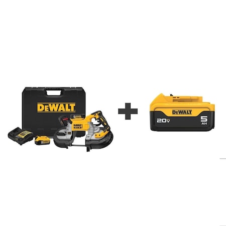 Dewalt Portable Band Saw, 20V DC, 44 7/8 in Blade Length DCS376P2/DCB205