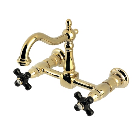 Kingston Brass Two-Handle Wall Mount Bridge Kitchen Faucet, Polished Brass KS1262PKX