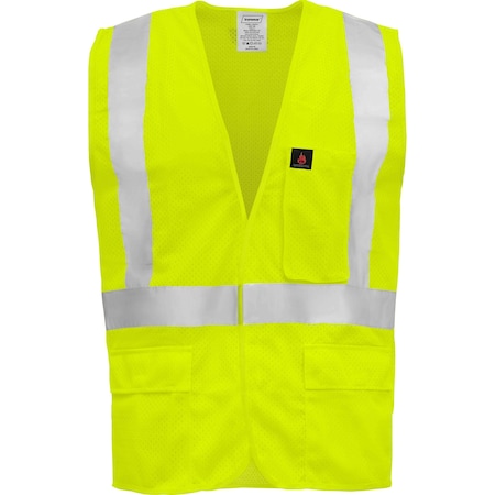 Ironwear Hi-Vis FR Safety Vest 7XL Class 2 U Back, , Zipper 5 Pockets 1284FR-L-7XL