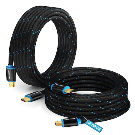 Maximm 15ft 4K 60Hz 18Gbps HDMI 2.0 Braided Cable, 2PK HD2-15FT-2PK