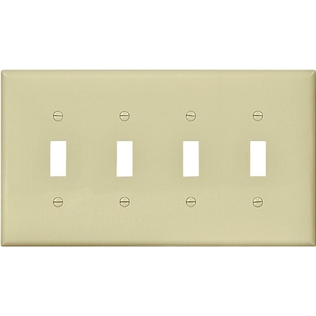 Eaton Wiring Devices Wallplate, 478 in L, 856 in W, 4 Gang, Polycarbonate, Ivory, HighGloss PJ4V