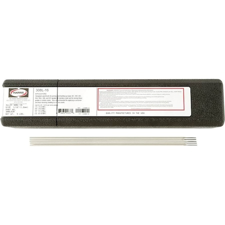 Weldcote 308-16 1/8in x 14 Stainless Steel Electrodes, 10 Pounds 3081618E