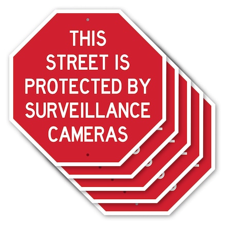 Signmission This Street Is Protected by Surveil, 10 inch X 10 inch, Aluminum Metal Signs, 5PK OC-A-5Pack-10-331
