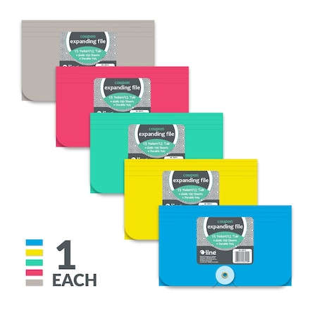 C-Line Products 4-1/2" x 7" Assorted 13-Pocket Coupon Size Expanding File, 12EA/DS, 6DS/CT 58410-DS