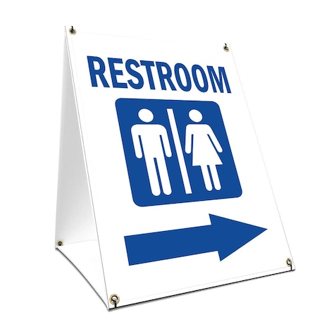 Signmission Restroom With Arrow, 24 Inch x 18 Inch A-frame Yard Sign, Plastic Sign SBC-1824-Restroom With Arrow