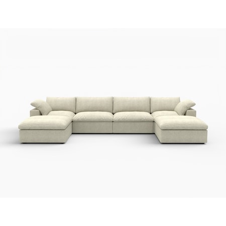 Homeroots Khaki Linen Blend Modular U Shaped Six Piece Sofa and Chaise Sectional 716925