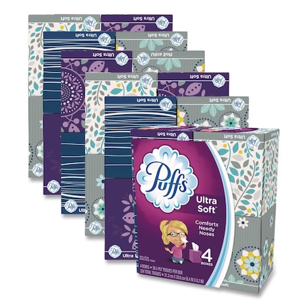 Puffs Ultra Soft 2 Ply Facial Tissues, 56 Sheets, 6 PK 35295