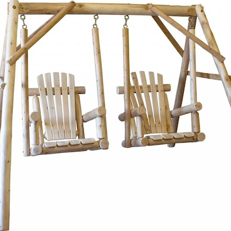 Homeroots 87" Natural Solid Wood Outdoor Double Swing Chair 370295