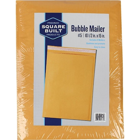 Square Built 10.5'' x 15'' No, 5 Bubble Mailer, 5PK SBA55BM