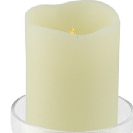 Homeroots 8" Clear Glass Centerpiece Pillar Candle Holder With Candle 483922