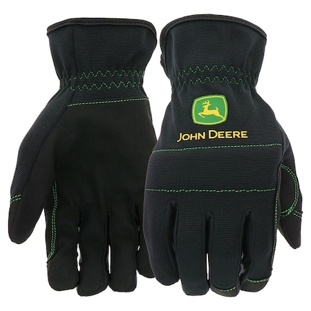 John Deere GLOVE SYN PALM SPANDX BK BLK L JD86021-L