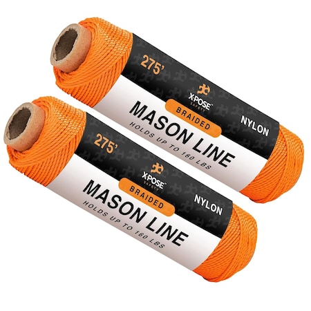 Xpose Safety Nylon Twine, 275 ft Orange Synthetic String for Crafts, Camping, Garden, Marine & Construction, 2PK NTO-275-2-X-S