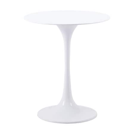 Homeroots 23" White Steel Round Pedestal End Table 556541