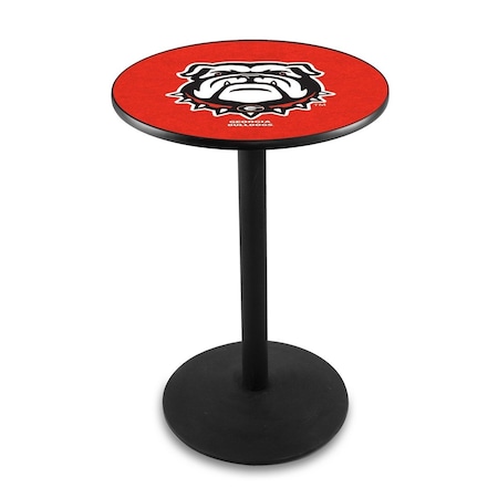 Holland Bar Stool Co 36" Blk Wrinkle Georgia "Bulldog" Pub Table, 36" dia. Top L214B3636GA-Dog