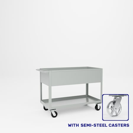 Pucel Tray Top Box Truck, 24 in W x 48 in D x 37 in H, 12 in Deep Box, Semi-Steel Casters, Red TT-2448-12S