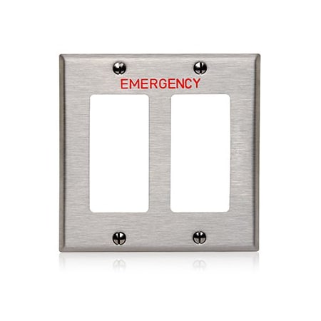 Leviton Decora Wallplate, Gang 2, Brushed Stainless Steel 84409-E40