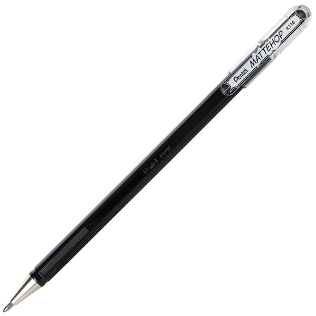 Pentel Hybrid MATTEHOP Gel Roller, 1.0mm, Matte Black Ink, 12PK K110-VA