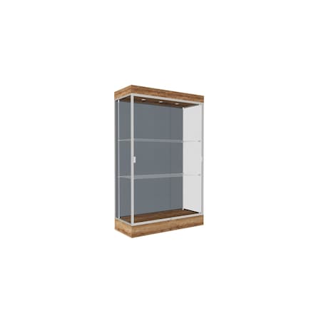 Ghent 76''H x 48''W x 20''D Edge Display Case 6'' Base w/ Blue Steel & Satin Frame 92LFBS-SN-PUO
