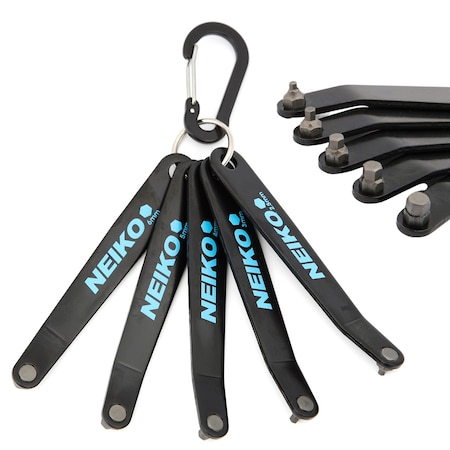 Neiko Ultra Low Profile Offset Screwdriver Hex Set, 5 Pc, MM, 10mm Bit Depth, Allen Wrench Keychain 01321A
