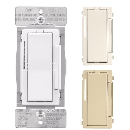 Eaton Wiring Devices Eaton WFD30-C2-SP-L Smart Dimmer Switch, 1-Pole, 3-Way, 120 VAC, 60 Hz, Wi-Fi, Light Almond/Ivory/White EWFD30-W-BX-T