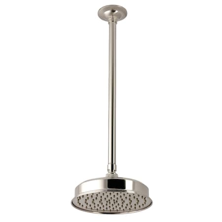 Kingston Brass 8" Round Brass Shower Head with 17" Ceiling Mounted Shower Arm, Brushed Nickel K324K28
