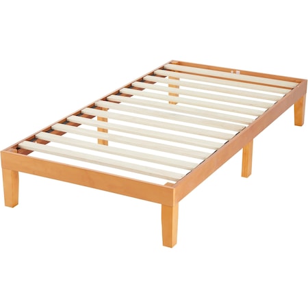 Simple Deluxe CJ-WH01-T, Twin Size Wood Bed Frame, 12 Inch Wooden Platform Bed with Support Slats, Natural Pine 3A88FNBFRATWIN12WOOD