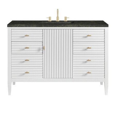 James Martin Vanities Myrrin 48" Single Vanity, Bright White, w/ 3 CM Phantome Eclos Top 485-V48-BW-3PHT