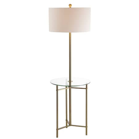 Jonathan Y Chuck 59" Modern Minimalist Metal and Tempered Glass LED 2-in-1 Space-Saving Tray Table and Floor La JYL3059A