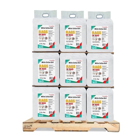 Supremeplus Recycled White Knit T-Shirt Cleaning Rags, 960 lbs. Pallet, 96 x 10 lbs. Bags, 96PK SP-8216