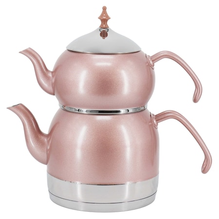 Korkmaz Rena 1.1 Liter Tea Pot and 2.4 Liter Kettle Set in Pink A226-02