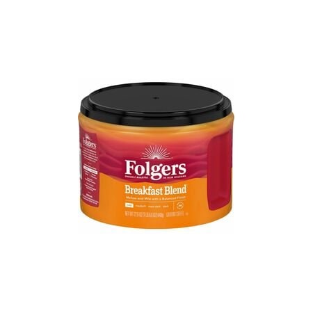 Folgers Ground Breakfast Blend Coffee, Mild, 22.6 oz Per Canister, Ground, Breakfast Blend 30440