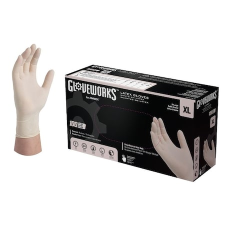 Ammex Disposable Gloves, 5 mil Palm, Latex, Powder-Free, XL, Ivory TLF48100