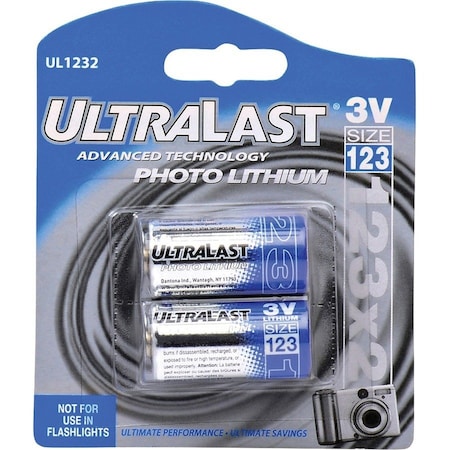 Ultralast NABC UltraLast UL123-2 Lithium Photo Camera Battery - 3V DC UL1232