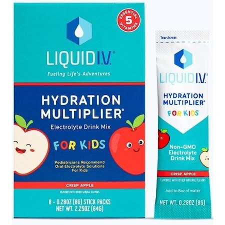 Liquid I.V. Hydration Multiplier Crisp Apple Kids Electrolyte Drink Mix, 8 count LVKM8009