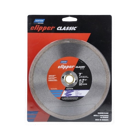 Norton Clipper Clipper Classic 07660702788 Dry Continuous Rim Tile Blade, 7 in W, Diamond 7660702788