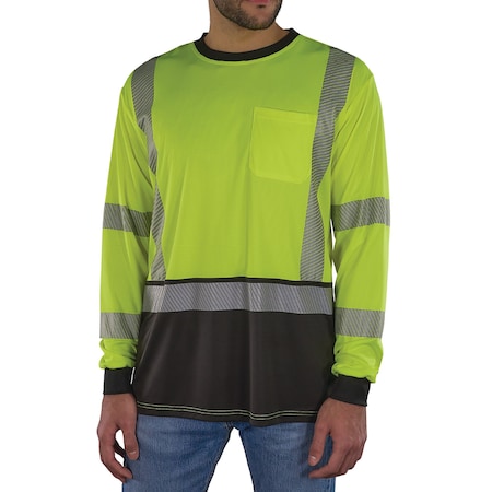 Ergodyne 5XL Lime Class 3 Hi-Vis Long Sleeve Shirt Black Bottom 8371BK