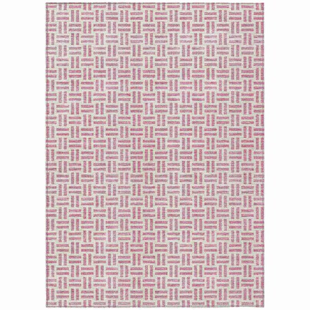 Homeroots 10' X 14' Pink And Ivory Geometric Washable Indoor Outdoor Area Rug 614772