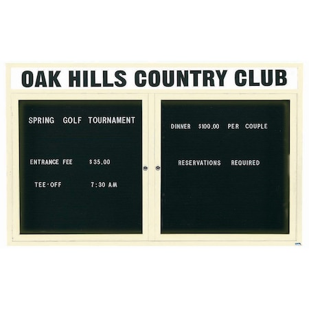 Aarco Illuminated Outdoor Enclosed Directory w/ Al Frame Header, Powder Coated Ivory, 48''Hx72''W OADC4872HIIV