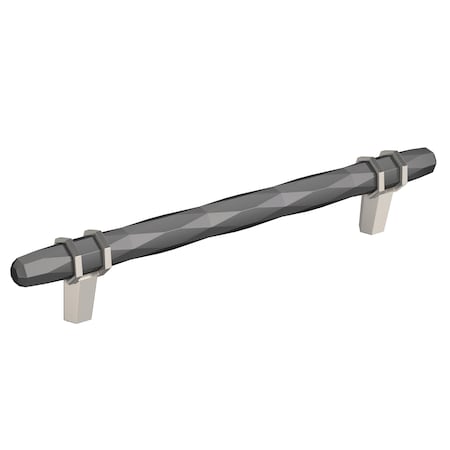 Amerock London 6-5/16 in 160 mm Center-to-Center Black Chrome/Satin Nickel Cabinet Pull BP36650BCRG10