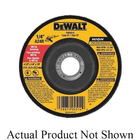 Black+Decker DEWALT HIGH PERFORMANCE BONDED DEPRESSED CENTER WHEEL, 4 .5 DIA X .25 THK, 7/8 IN DW4514