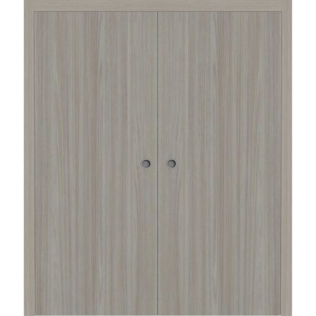Sartodoors Sliding French Double Pocket Doors 36 x 80 inches, BASIC 3001 Oak Franko, Kit Rail Hardware, Soli BASIC3001DP-DUFR-36