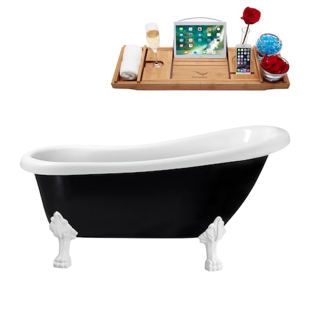 Streamline 61 in L, 27.6 in W, Glossy Black, Acrylic, Reversible N481WH-IN-WH