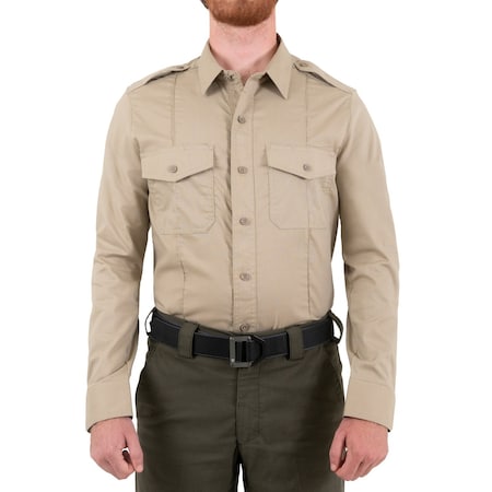 First Tactical Long Sleeve Shirt, 35% Cotton, 65% Polyester, Button, Zipper, 2 Pocket(s), Silver Tan, 4XL 111011