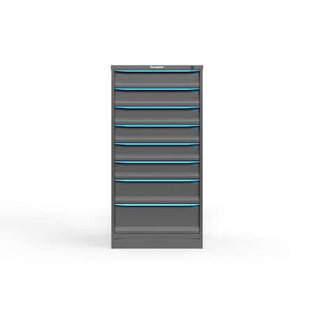 Strong Hold 8 drawer cabinet - (6x 5ft, 1x 7ft, 1x 9ft) - Blue accents - Keyed Different S3060-PPDAS-0804FS