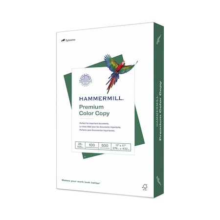 Hammermill/Hp Premium Color Copy Print Paper, 100 Bright, 28 lb Bond Weight, 11 x 17, Photo White, 1 PK 10254-1